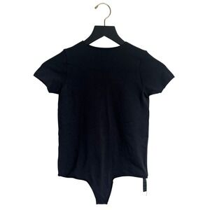 SKIMS Essential T-Shirt Thong Snap Stretchy Bodysuit Onyx Black  L/XL NEW